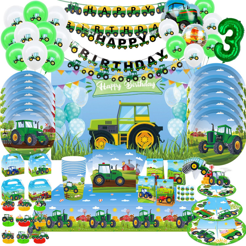 Kids Outdoor Digger - Vajilla desechable con tema de Tractor