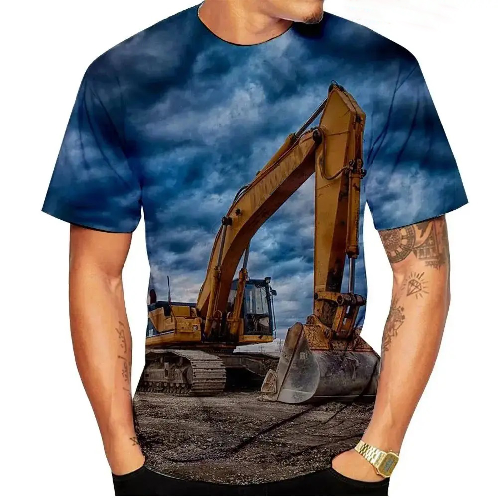 Kids Outdoor Digger - Camiseta con estampado 3D de excavadora