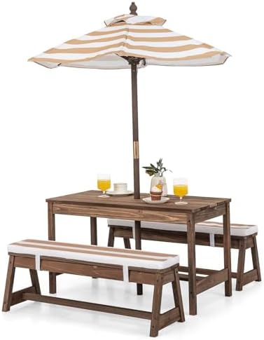 Kids Outdoor Table With Umbrella - Mesa de Picnic para Niños, Juego