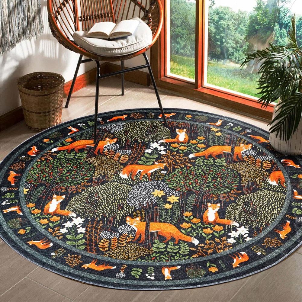 Kids Outdoor Mat - Alfombra Redonda con Diseño de Bosque