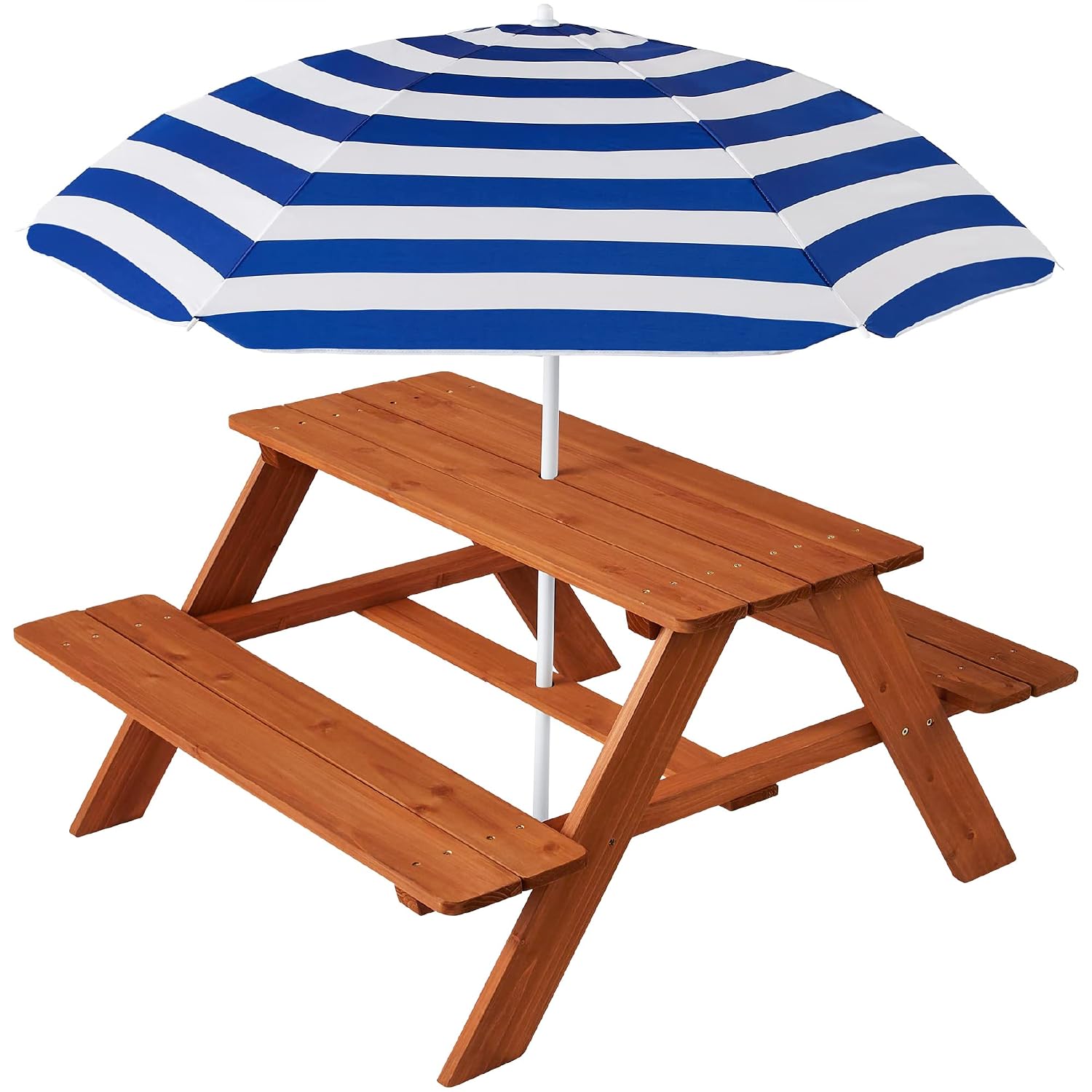 Kids Outdoor Table With Umbrella - Mesa de picnic de madera para