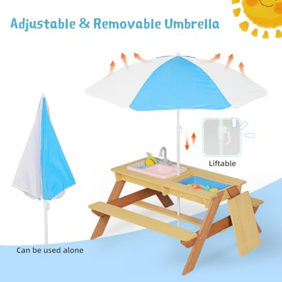 Mesa de picnic infantil para e - Kids Outdoor Table With Umbrella reseña y precio