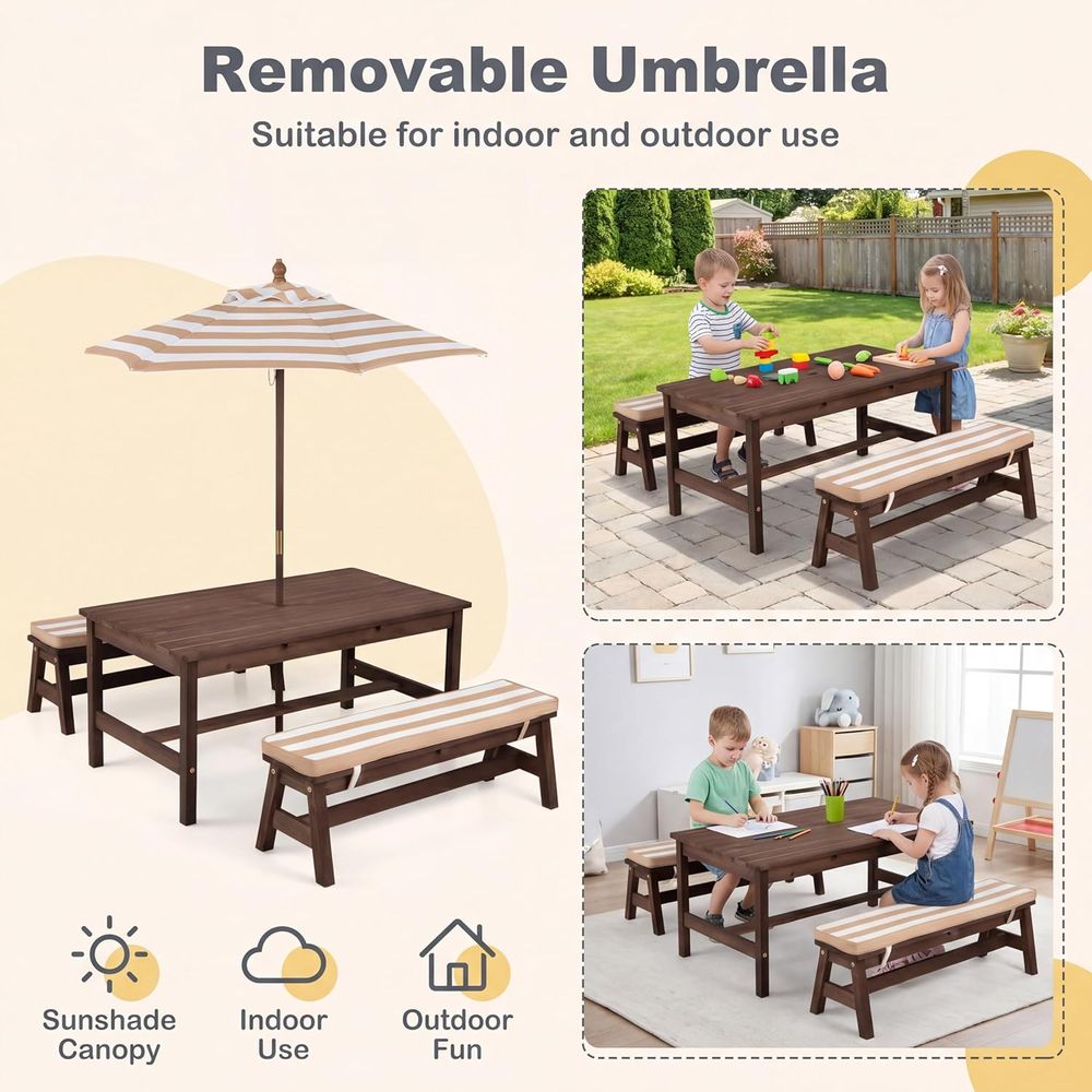 Mesa de picnic para niños, tab - Kids Outdoor Table With Umbrella reseña y precio