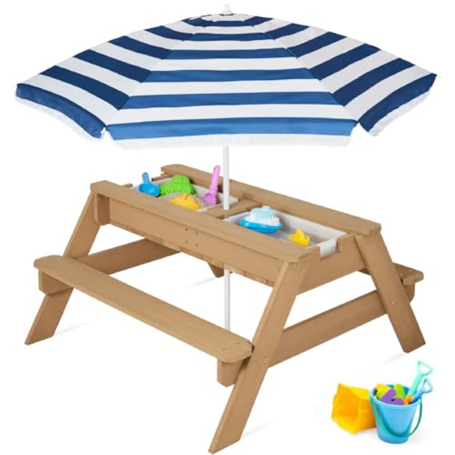 Mesa de picnic infantil para e - Kids Outdoor Table With Umbrella reseña y precio