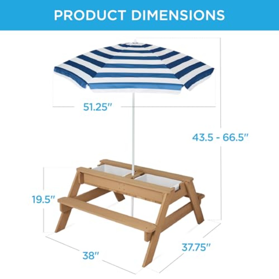 Mesa de picnic infantil para e - Kids Outdoor Table With Umbrella reseña y precio