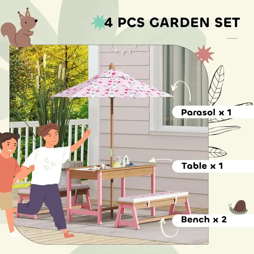 Juego de mesa de picnic de mad - Kids Outdoor Table With Umbrella reseña y precio