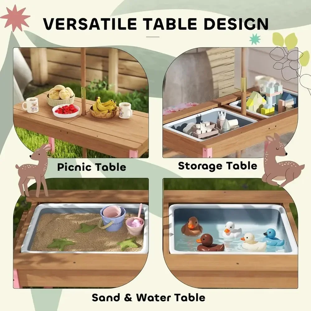 Juego de mesa de picnic de mad - Kids Outdoor Table With Umbrella reseña y precio