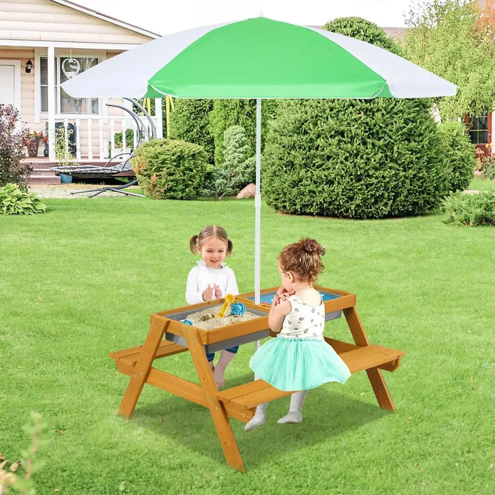 Mesa de Picnic Infantil 3 en 1 - Kids Outdoor Table With Umbrella reseña y precio