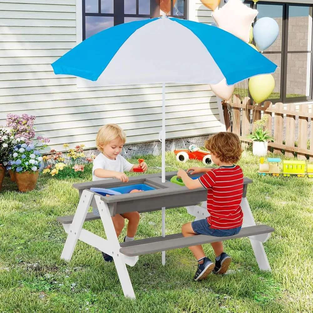 Mesa de Picnic Convertible 3 e - Kids Outdoor Table With Umbrella reseña y precio