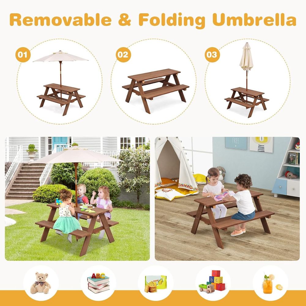 Mesa de Picnic Infantil de Mad - Kids Outdoor Table With Umbrella reseña y precio