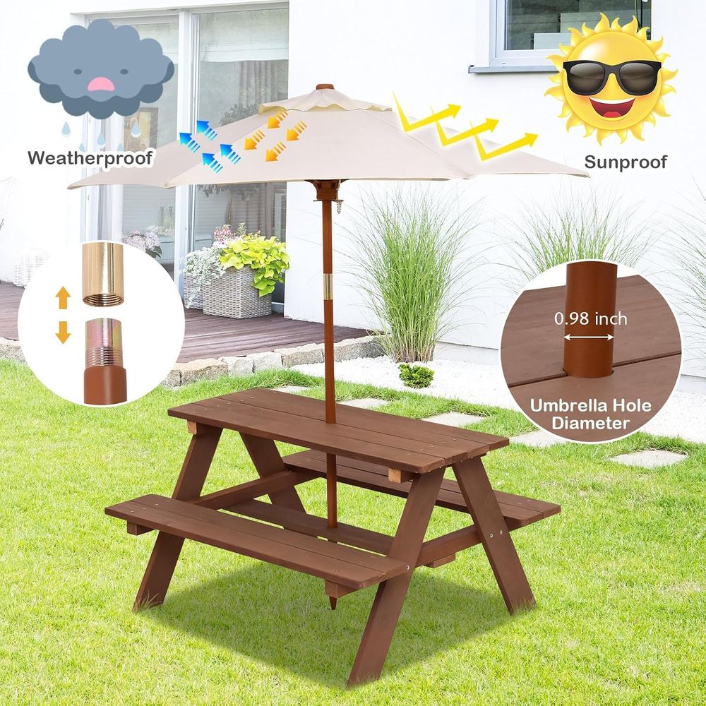 Mesa de Picnic Infantil de Mad - Kids Outdoor Table With Umbrella reseña y precio