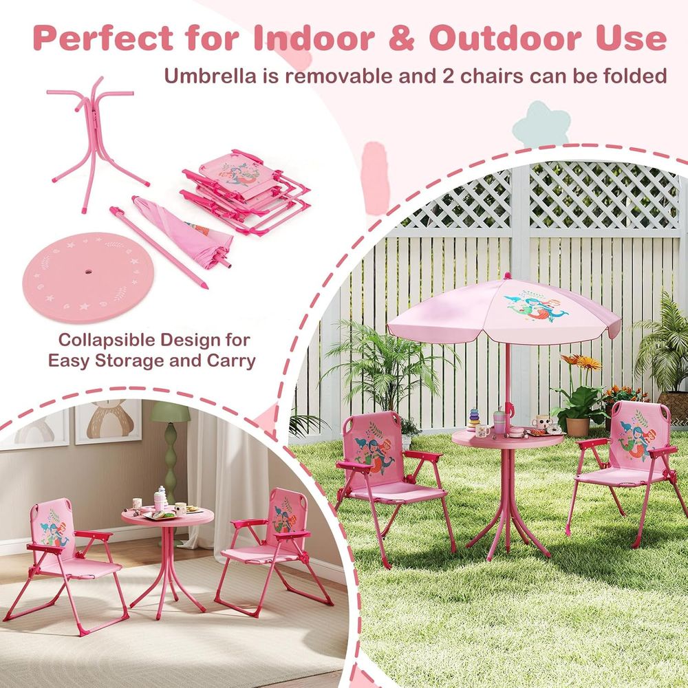 Mesa de Picnic para Niños, Mes - Kids Outdoor Table With Umbrella reseña y precio