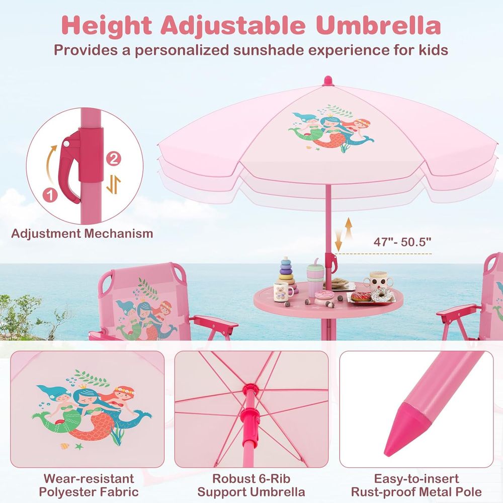 Mesa de Picnic para Niños, Mes - Kids Outdoor Table With Umbrella reseña y precio