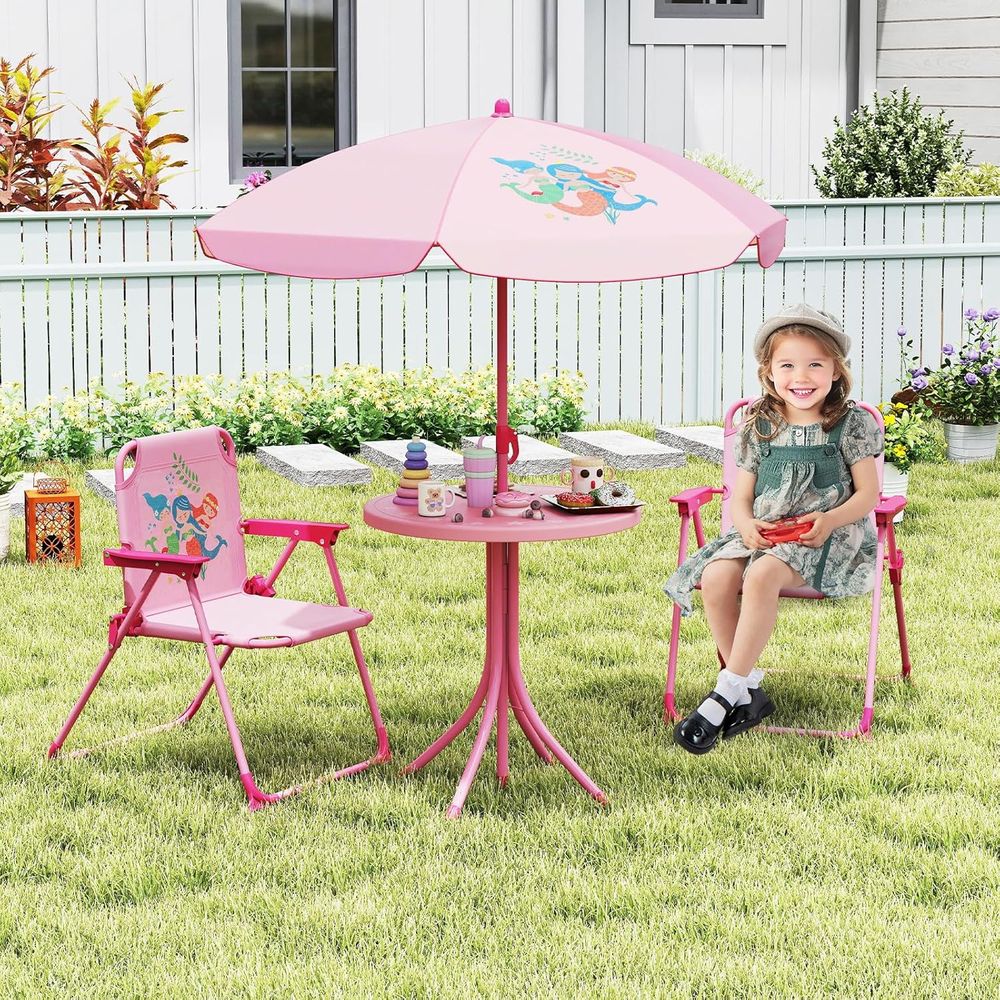 Mesa de Picnic para Niños, Mes - Kids Outdoor Table With Umbrella reseña y precio
