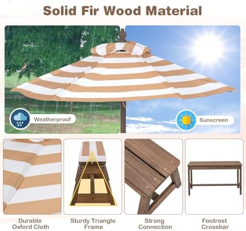Mesa de Picnic para Niños, Jue - Kids Outdoor Table With Umbrella reseña y precio