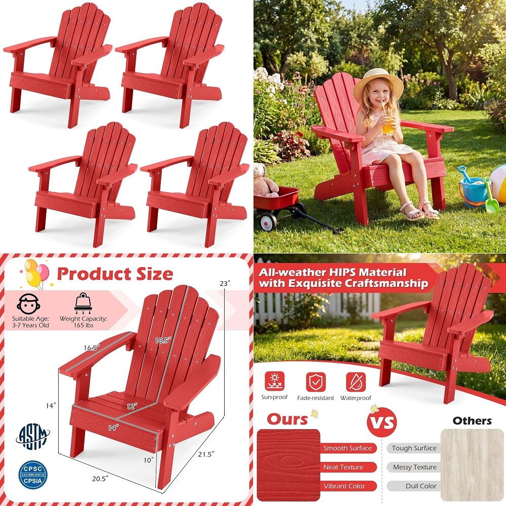 Silla Adirondack para niños, s - Kids Outdoor Adirondack Chair reseña y precio