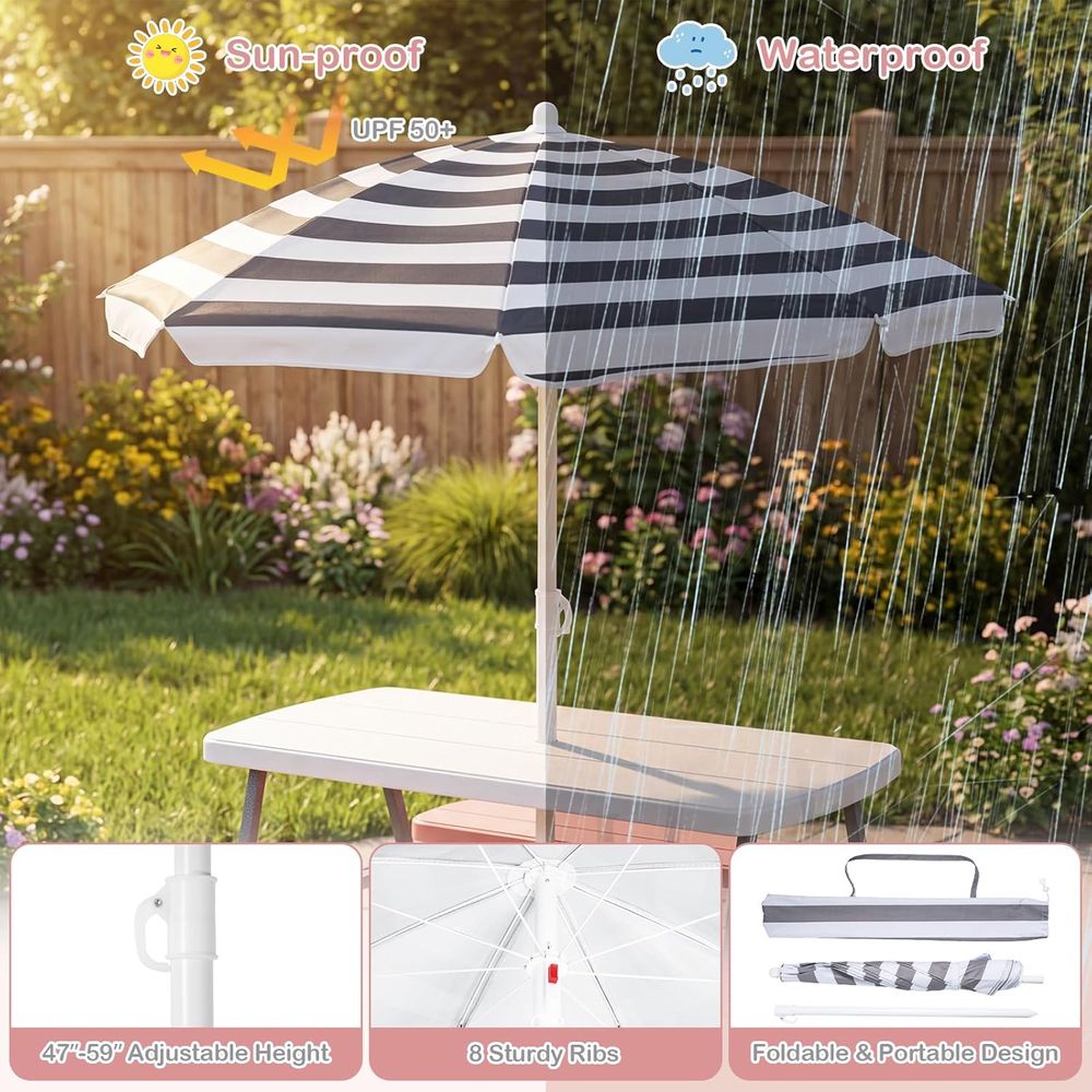 Mesa de Picnic para Niños, Jue - Kids Outdoor Table With Umbrella reseña y precio
